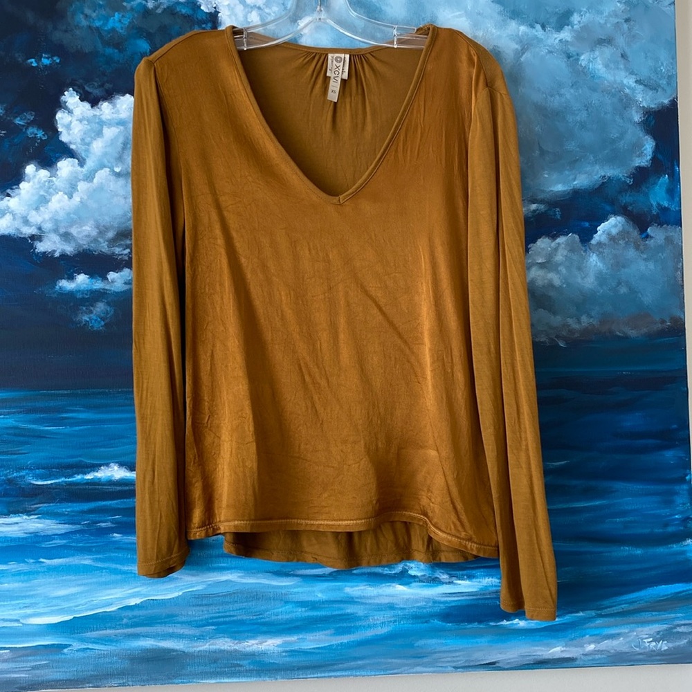 XCVI Golden Walnut Satin Front Kalvin Top